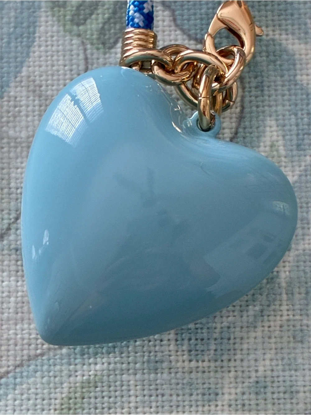ROXANNE ASSOULIN Happy Cord Charm Long Necklace Denim Large Cloud Heart NEW